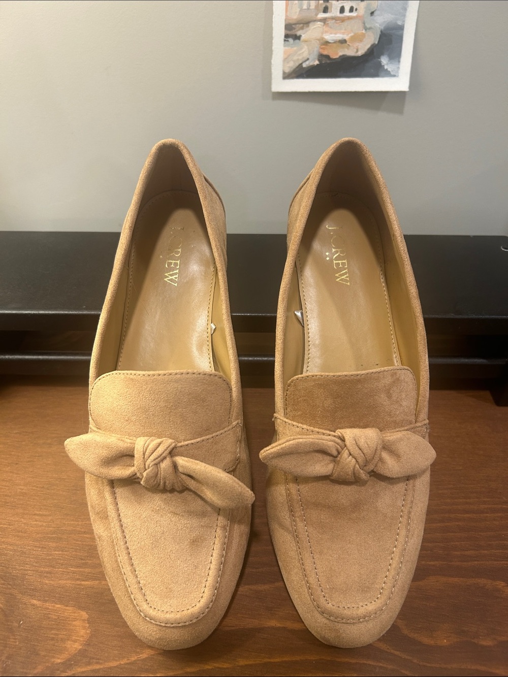 J. Crew Women's Suede Knot Loafers in Beige - Picture 2 of 3